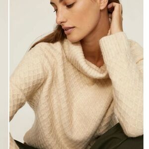 NWOT Adam Lippes Cream Marled Turtleneck Sweater Size L